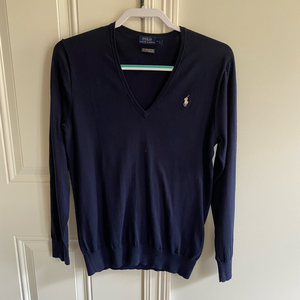 Polo Ralph Lauren Navy 100% Pima Cotton Sweater
